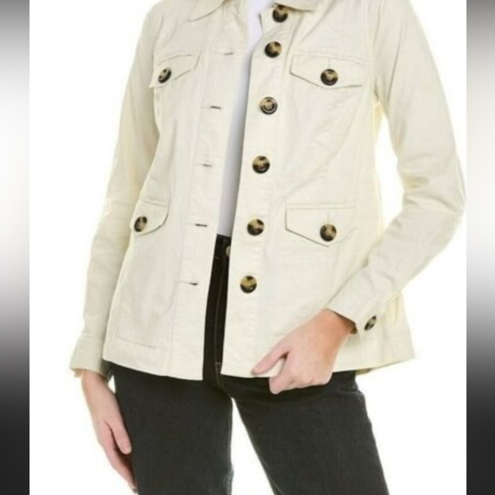 CAbi Cream Utility Jacket with Contrast Buttons - Picture 2 of 4
